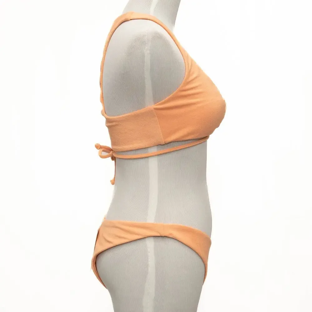 Free People L*Space Tangy Terry Dax Top Cabana Bitsy Bikini Bottom Size Large